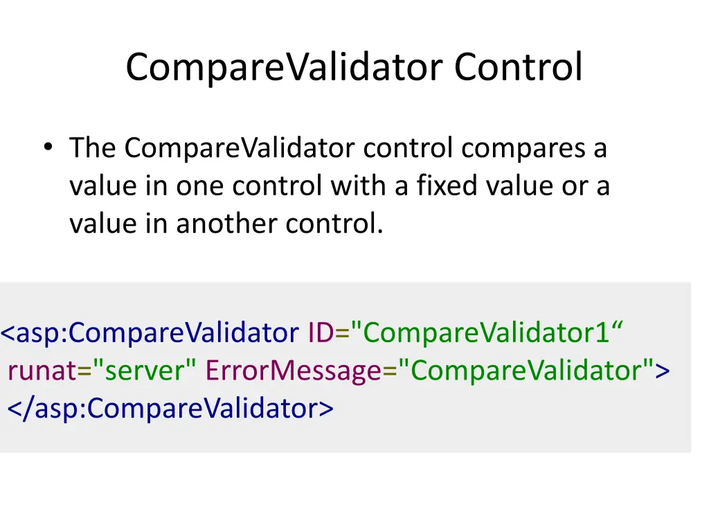 comparevalidator control