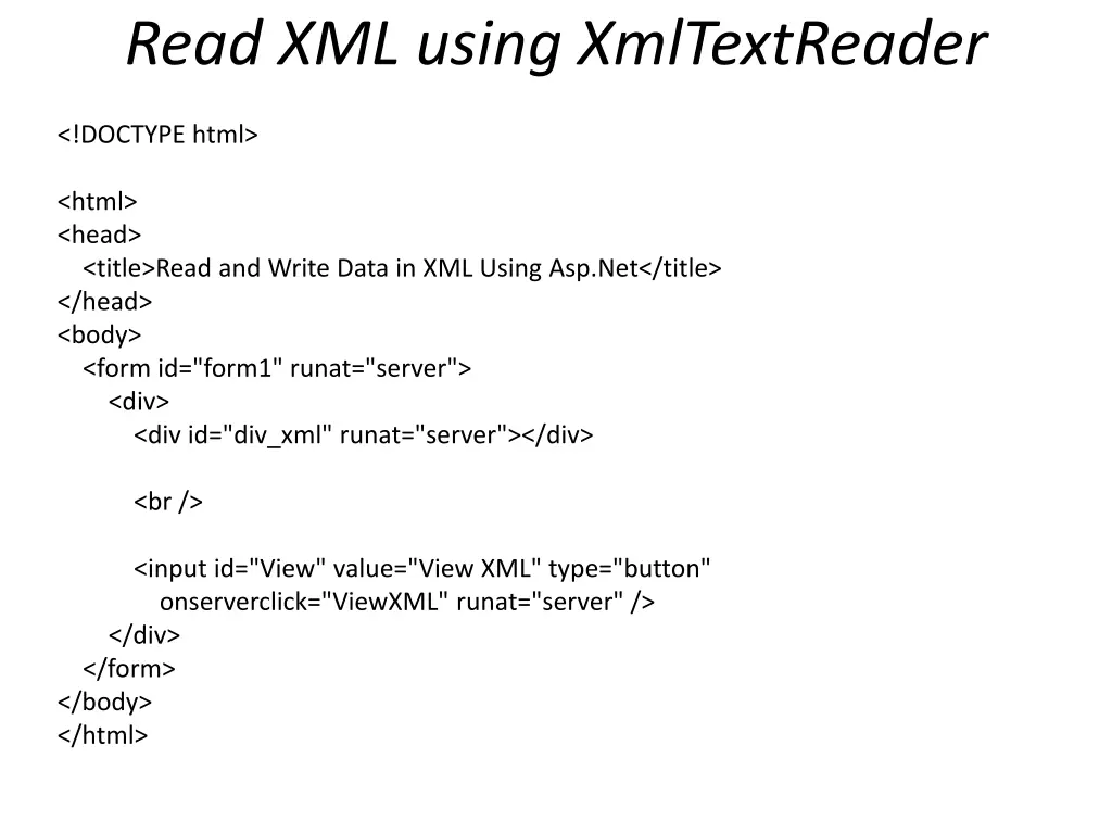 read xml using xmltextreader