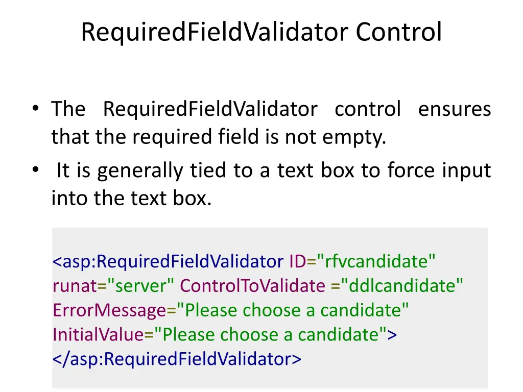 requiredfieldvalidator control