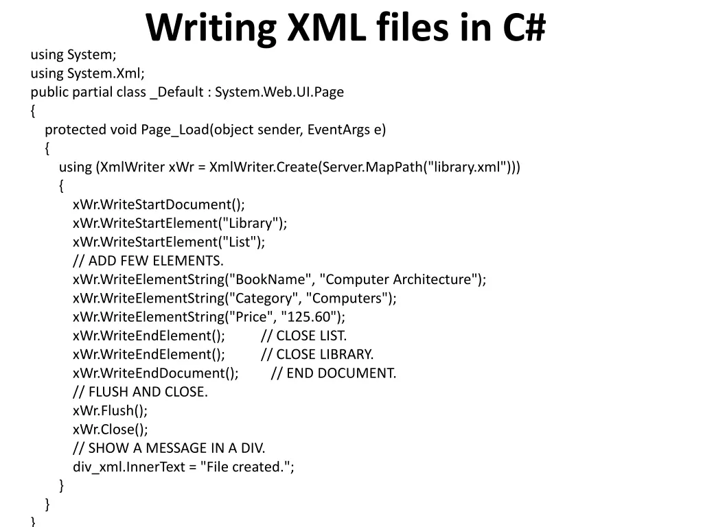 writing xml files in c