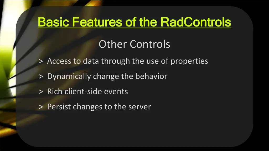 basic features of the radcontrols basic features 1