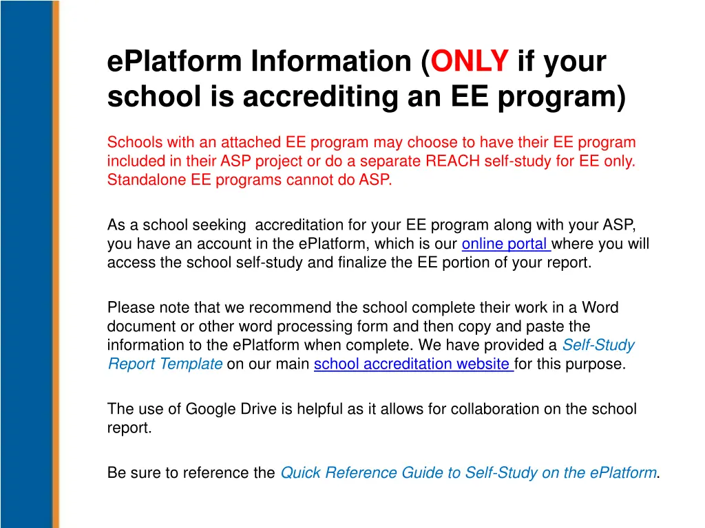 eplatform information only if your school