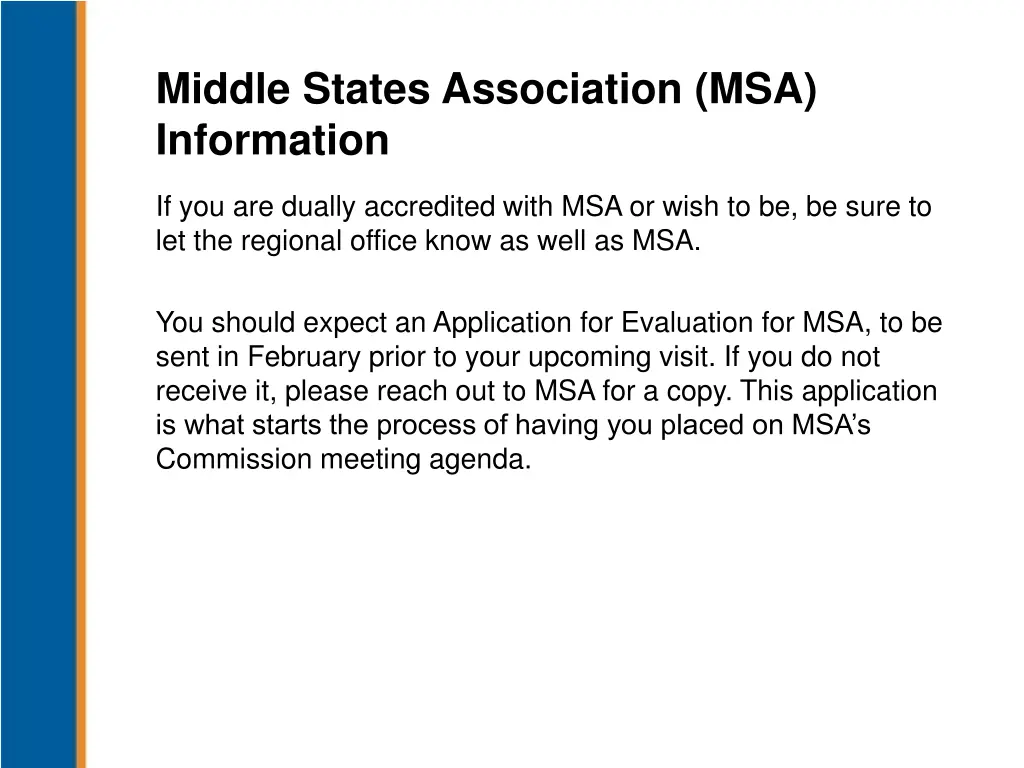 middle states association msa information