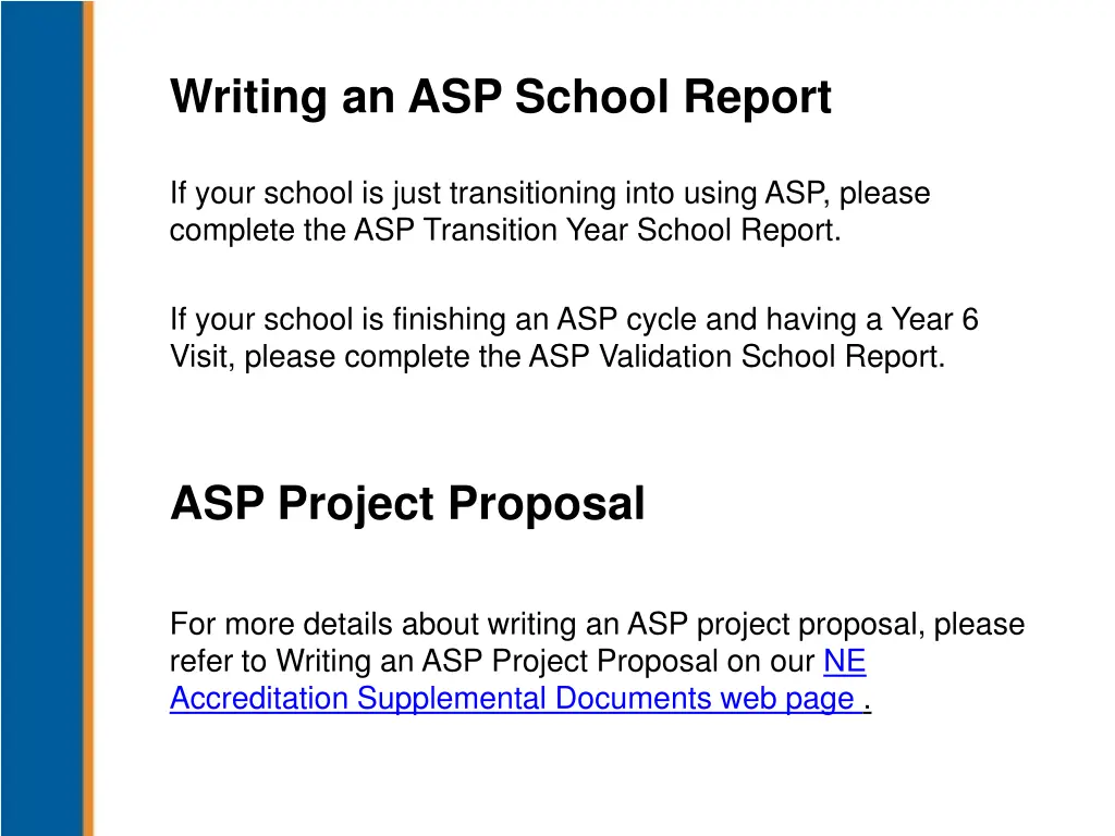 writing an asp school report