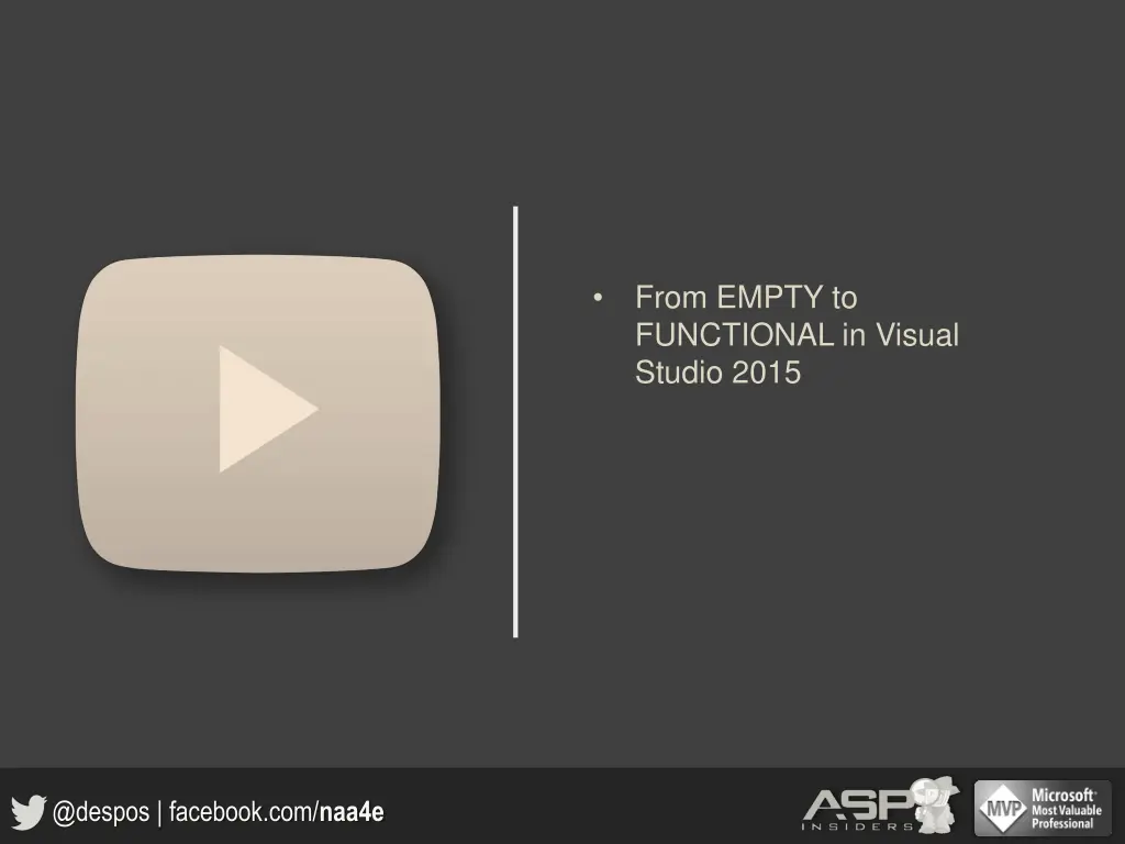 from empty to functional in visual studio 2015