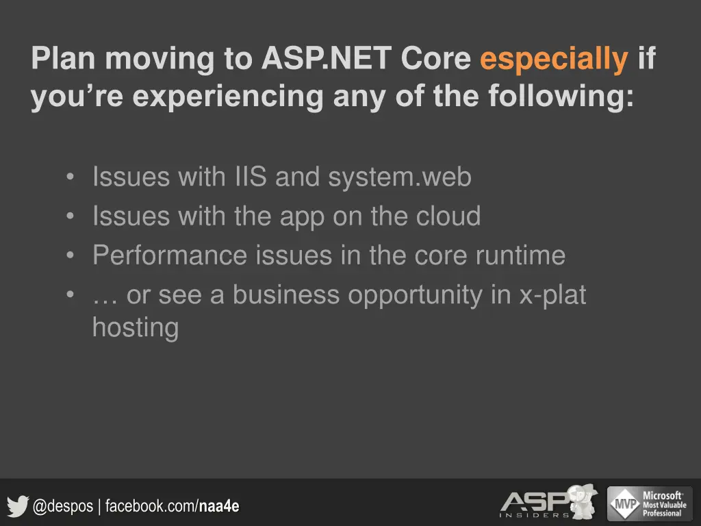 plan moving to asp net core especially