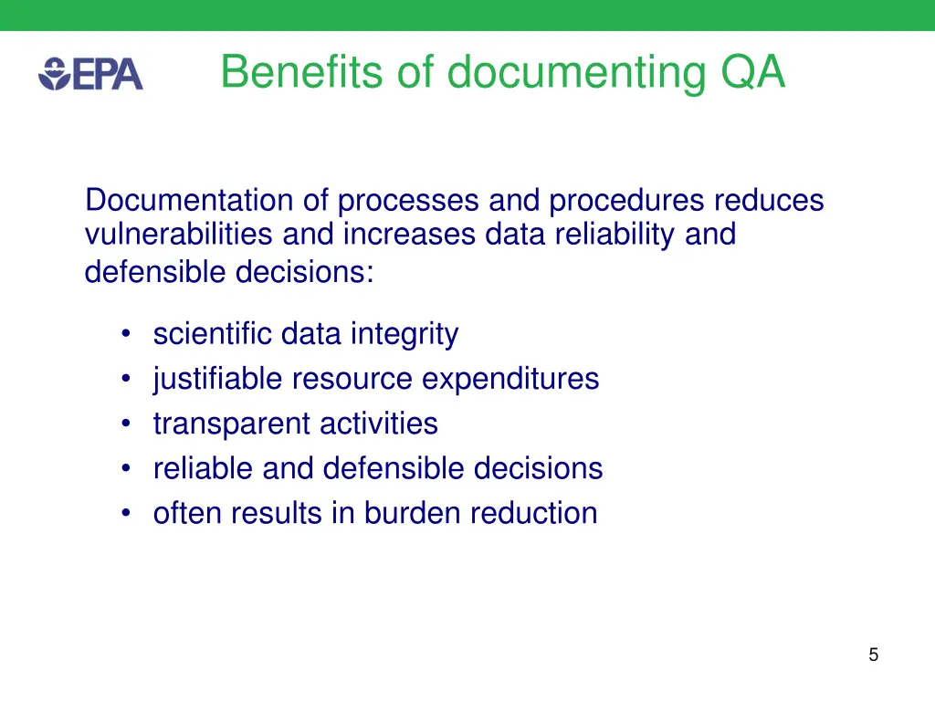 benefits of documenting qa