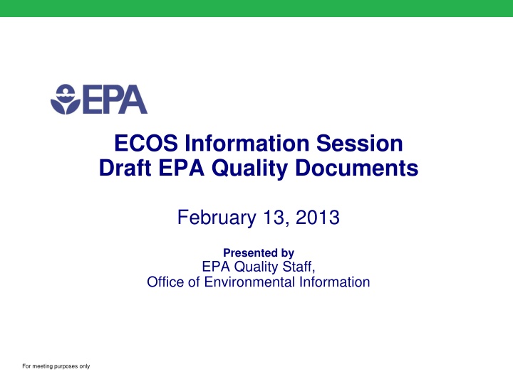 ecos information session draft epa quality