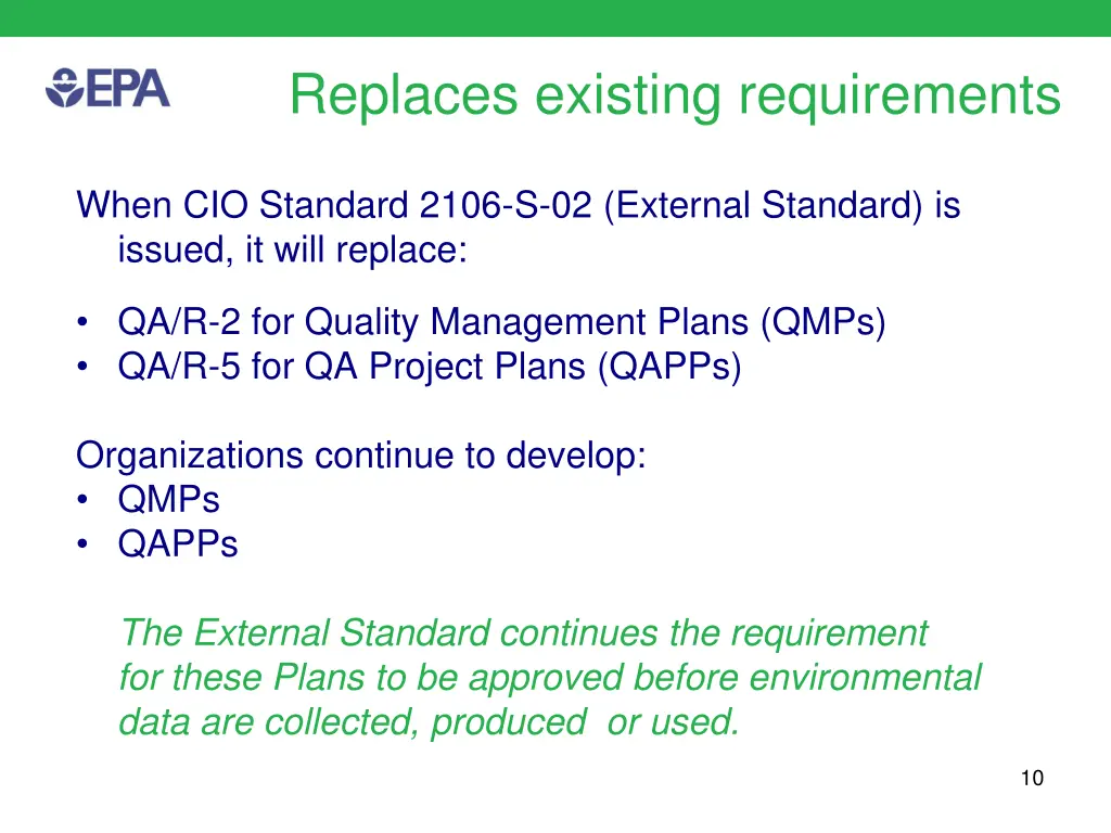 replaces existing requirements