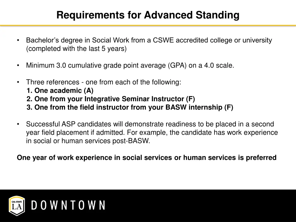 requirements for advanced standing