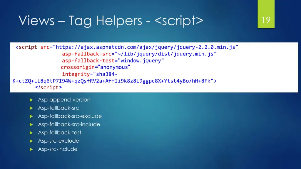 views tag helpers script