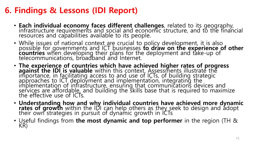 6 findings lessons idi report