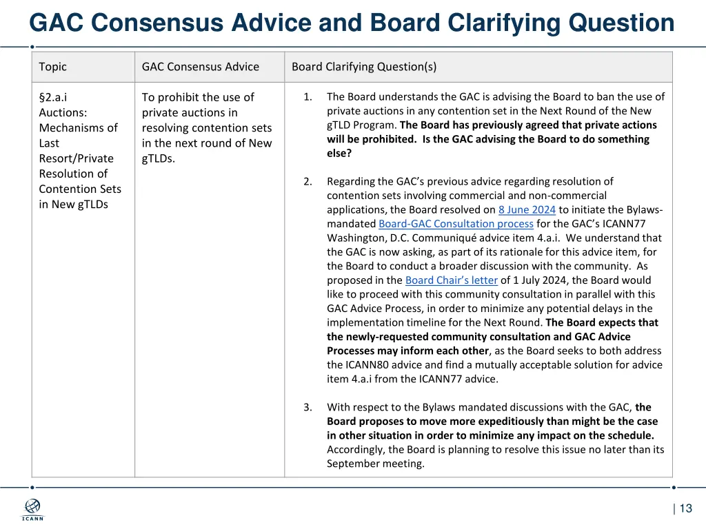 gac consensus advice and board clarifying question 9