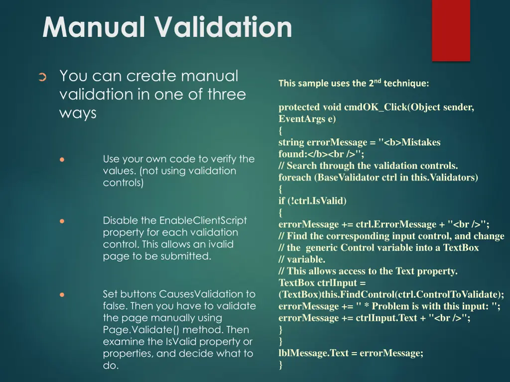 manual validation