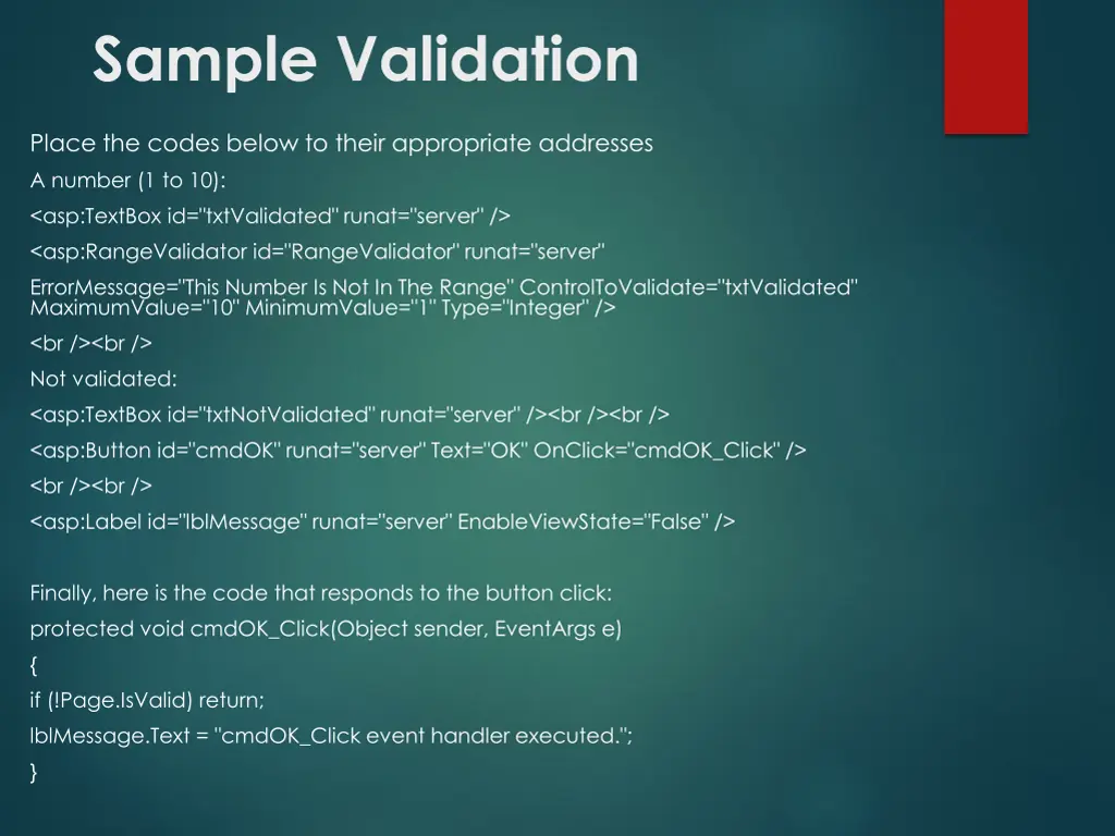 sample validation 1