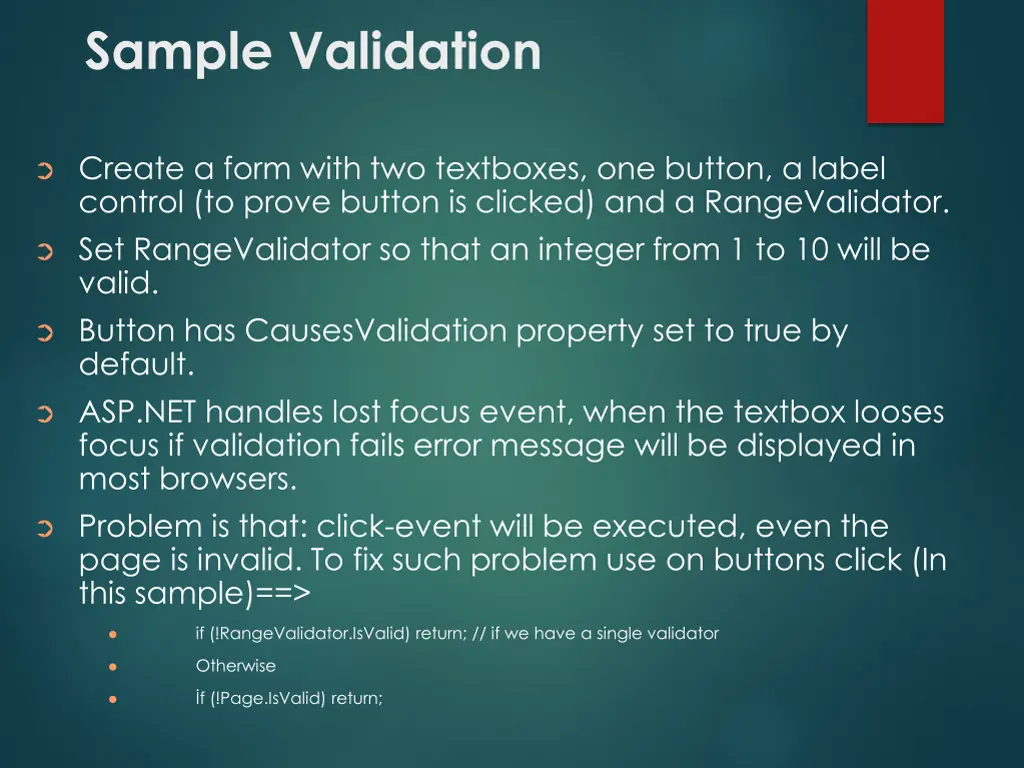 sample validation