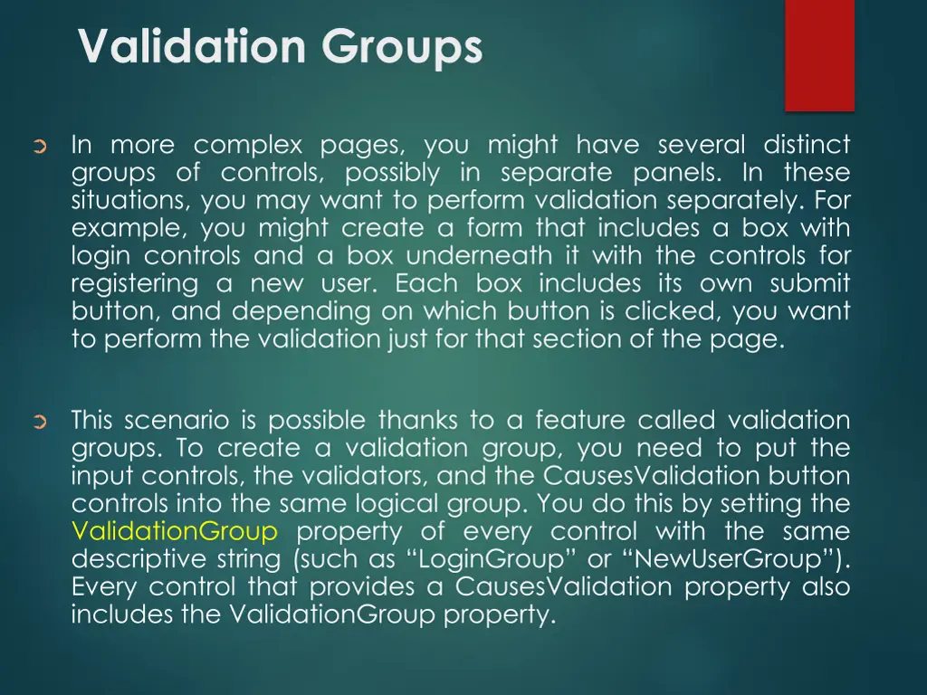 validation groups