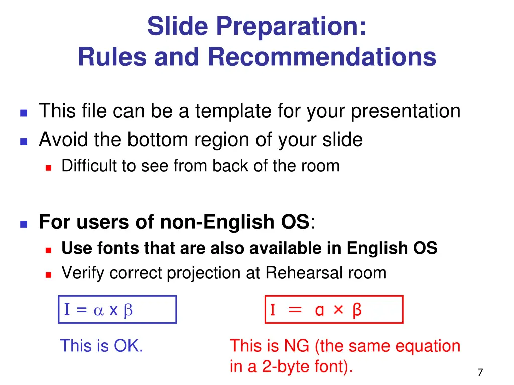 slide preparation rules and recommendations 2