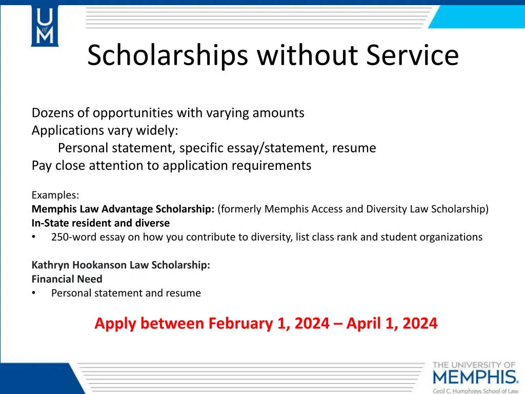 scholarships without service