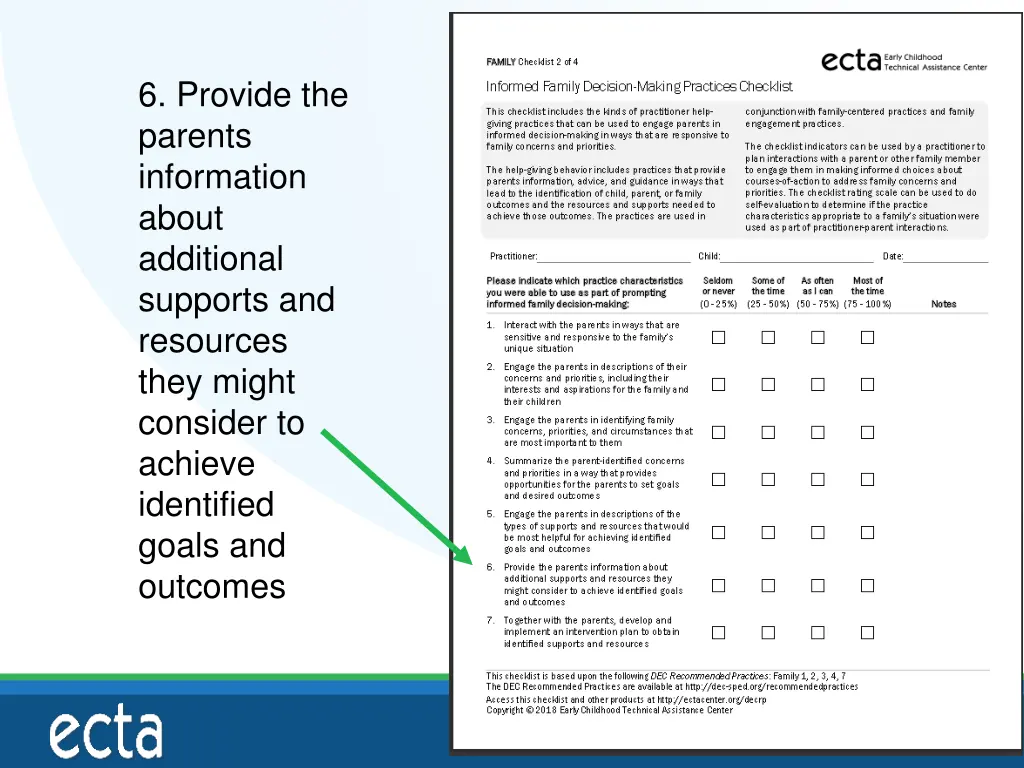 6 provide the parents information about