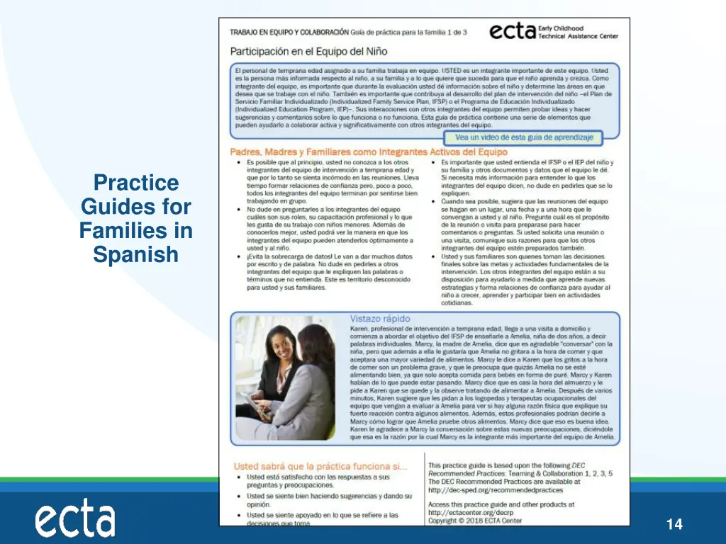 practice guides for families in spanish