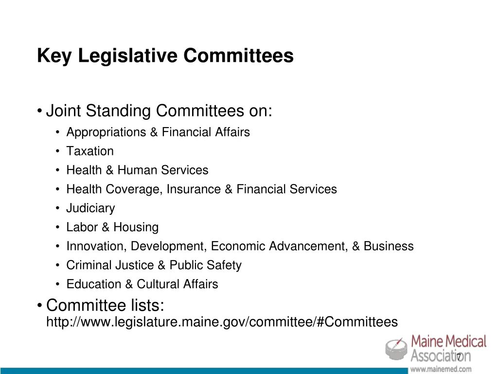 key legislative committees