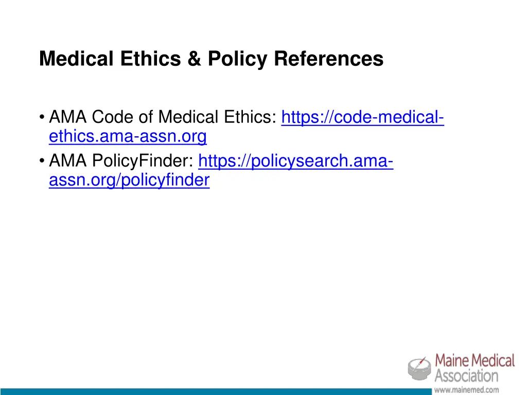 medical ethics policy references