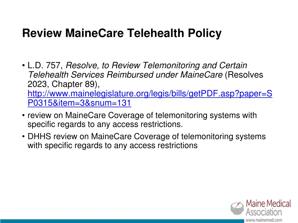 review mainecare telehealth policy