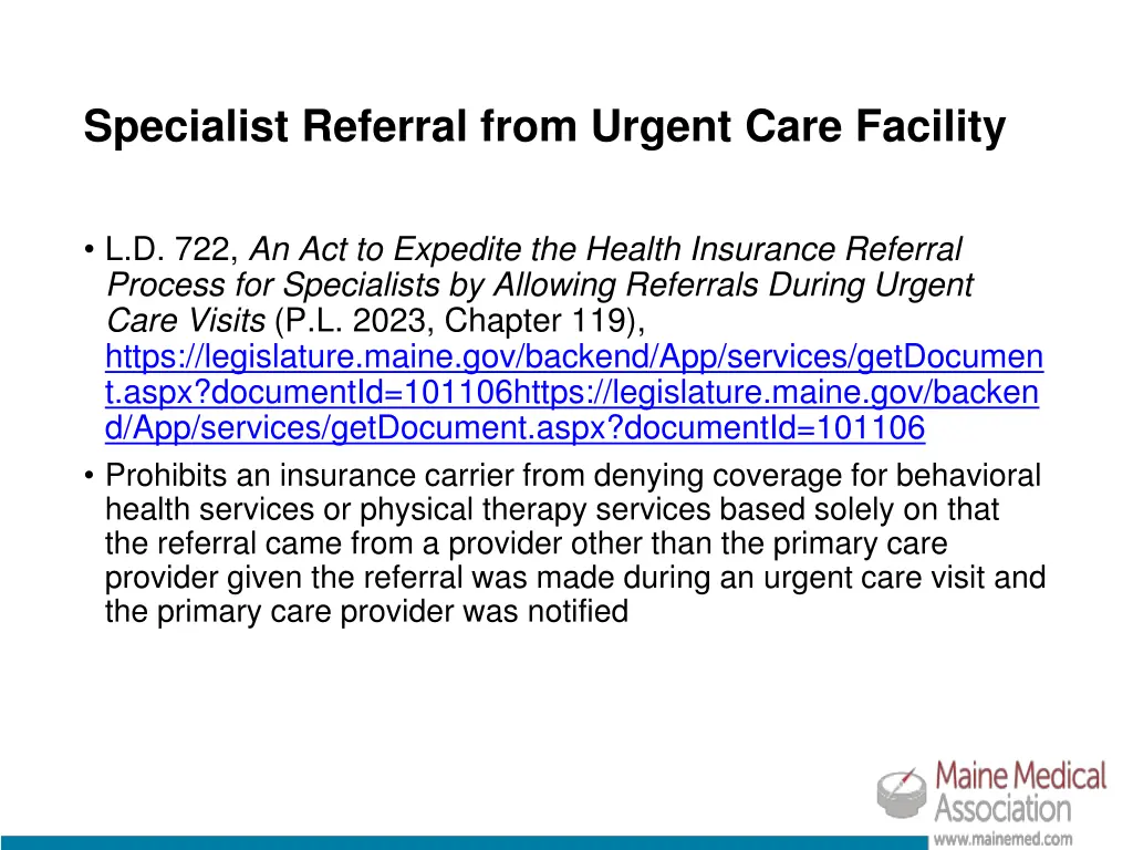 specialist referral from urgent care facility