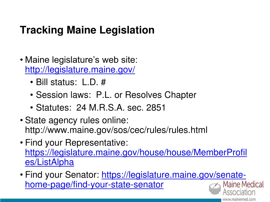 tracking maine legislation