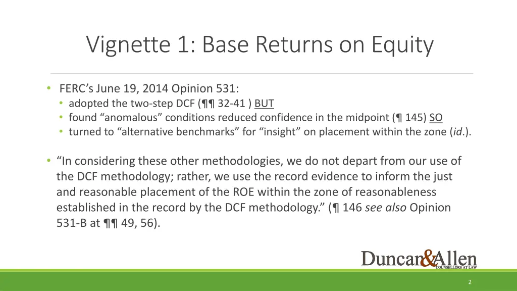 vignette 1 base returns on equity