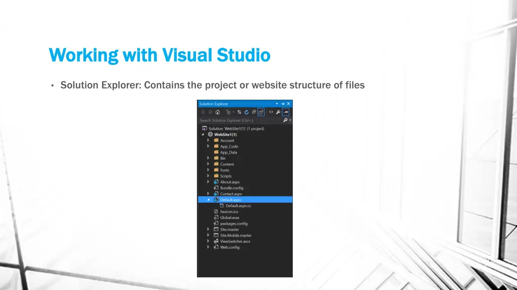 working with visual studio working with visual 1