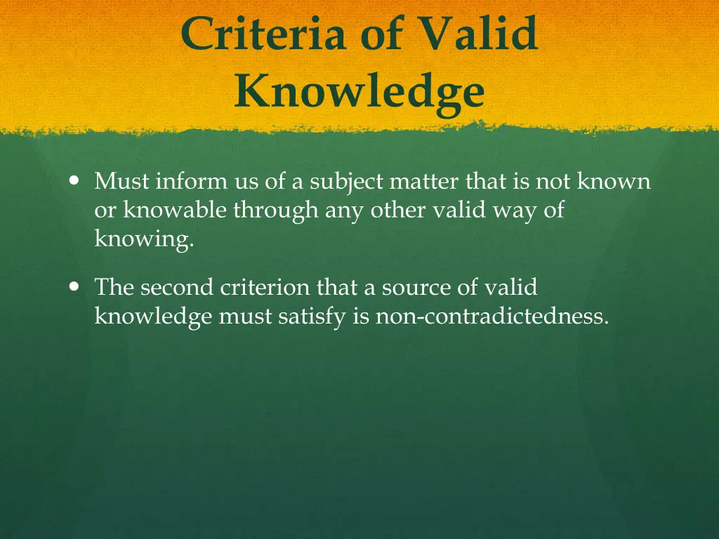 criteria of valid knowledge