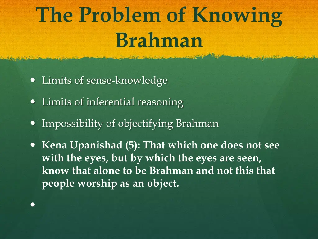 the problem of knowing brahman