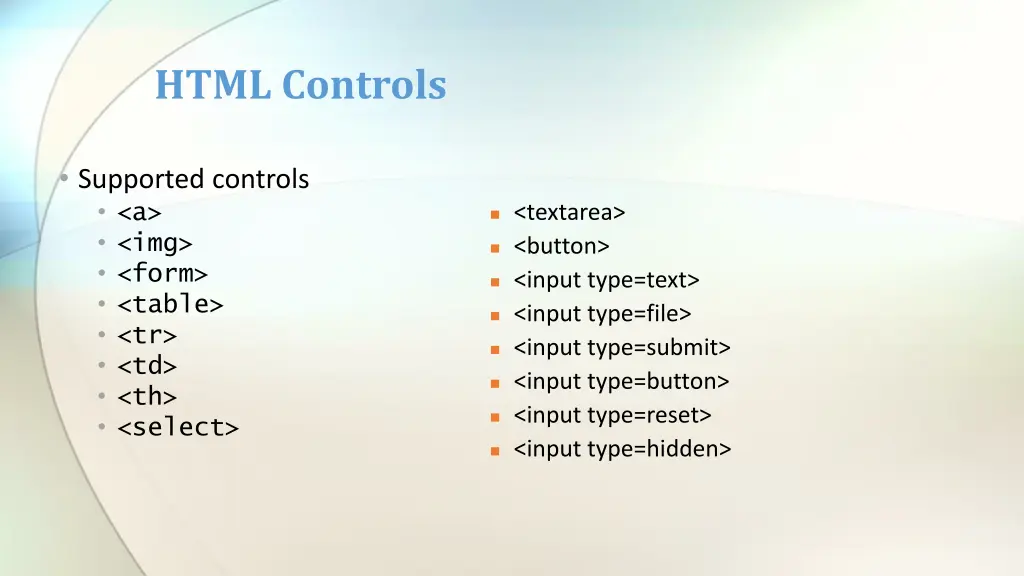 html controls