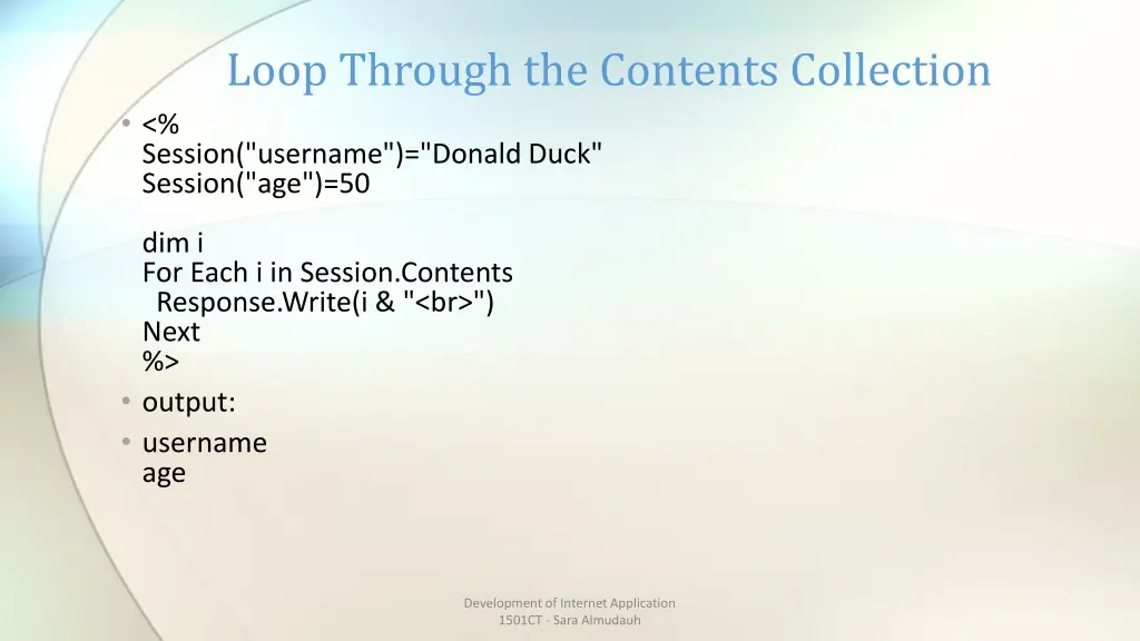 loop through the contents collection