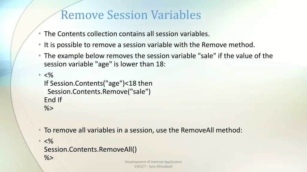 remove session variables