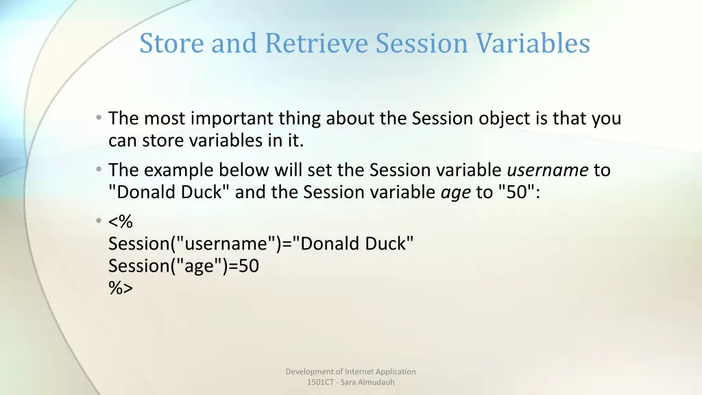 store and retrieve session variables