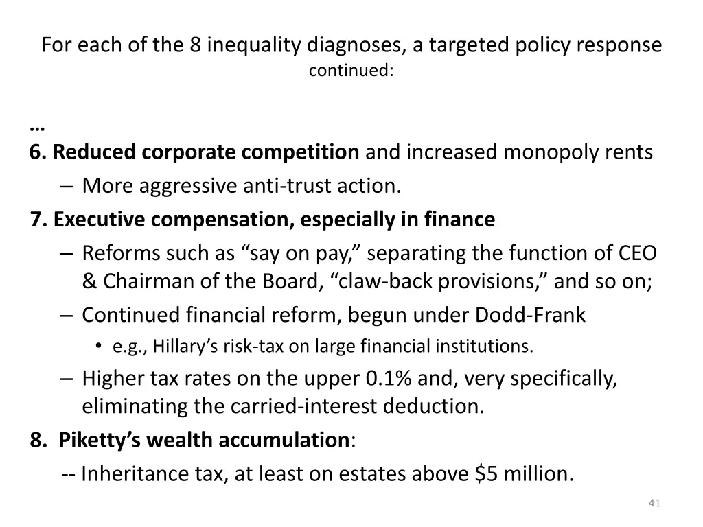 for each of the 8 inequality diagnoses a targeted