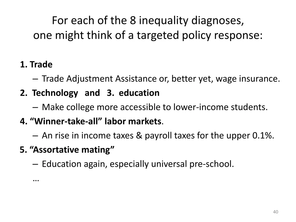 for each of the 8 inequality diagnoses one might