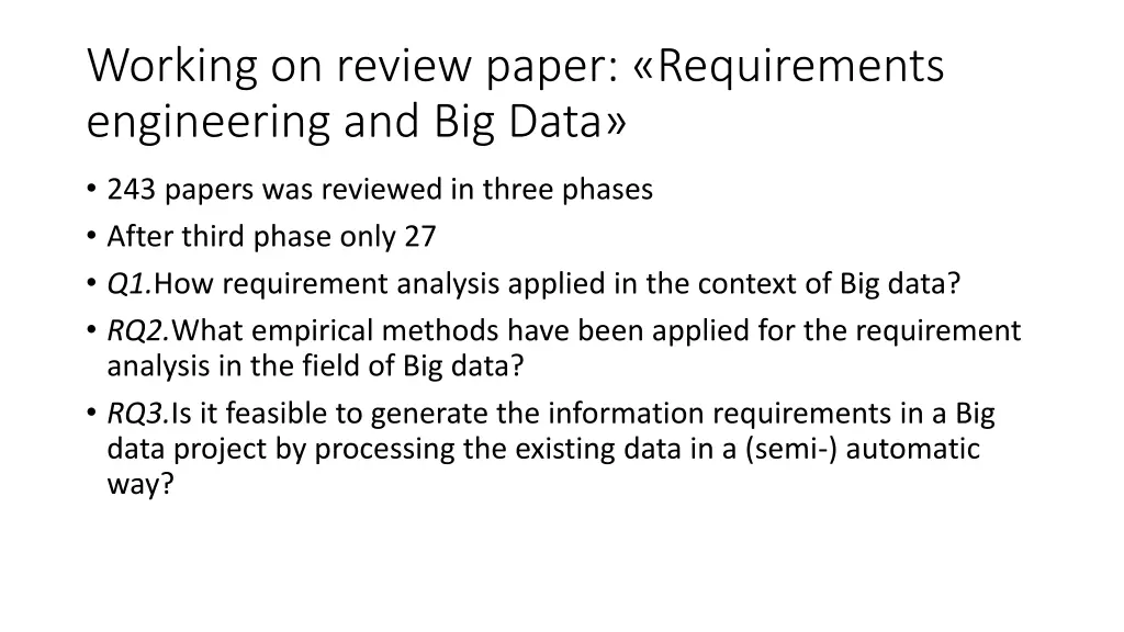 working on review paper requirements engineering