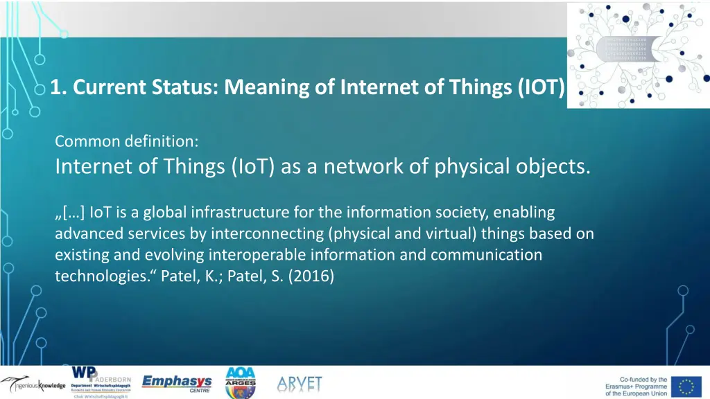 1 current status meaning of internet of things iot