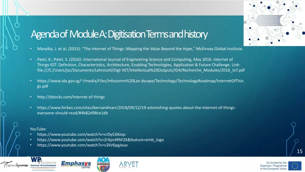 agenda of module a digitisation t erms and history