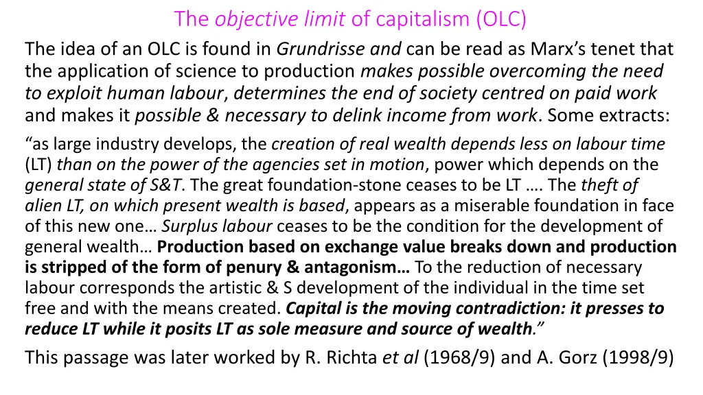 the objective limit of capitalism olc the idea