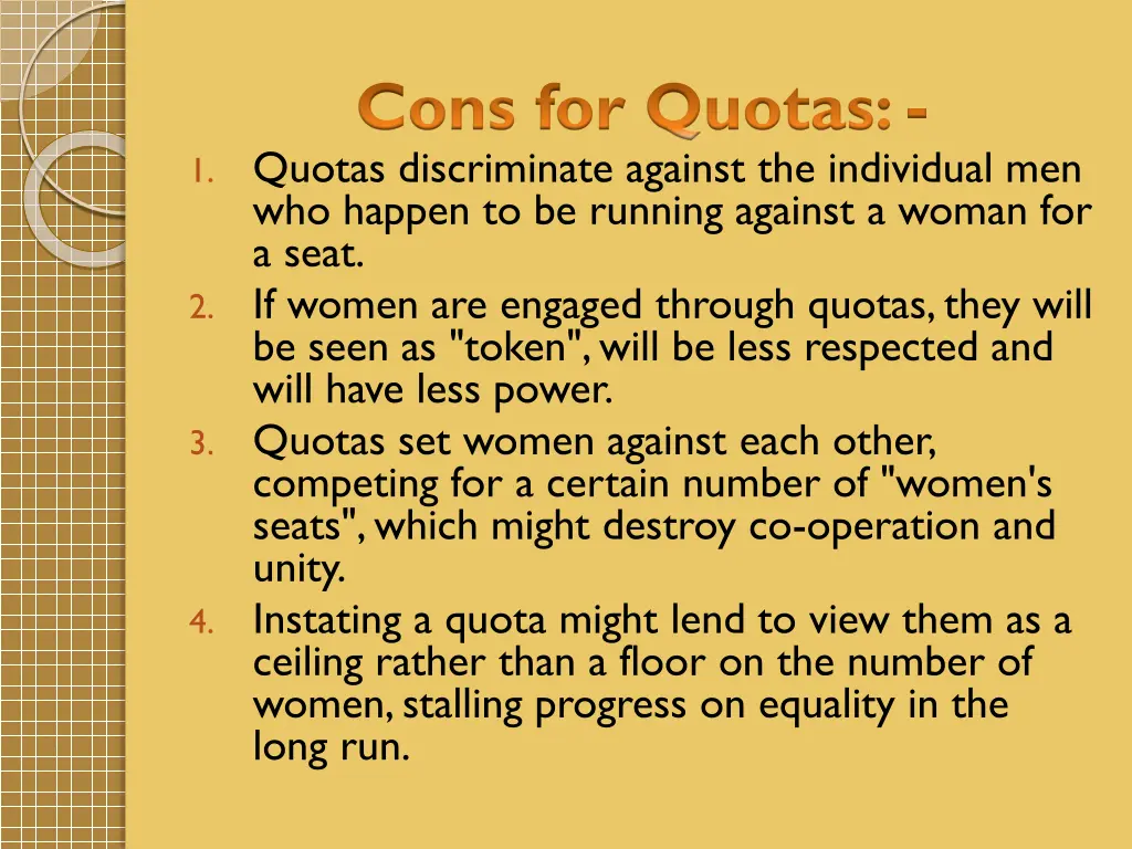 cons for quotas 1 quotas discriminate against