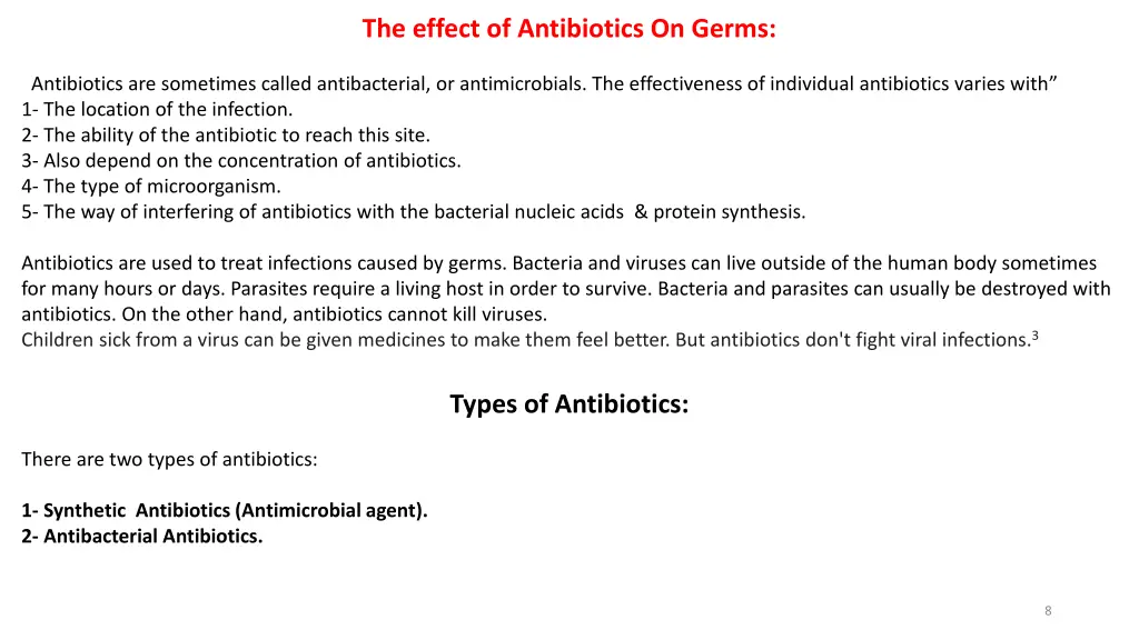 the effect of antibiotics on germs