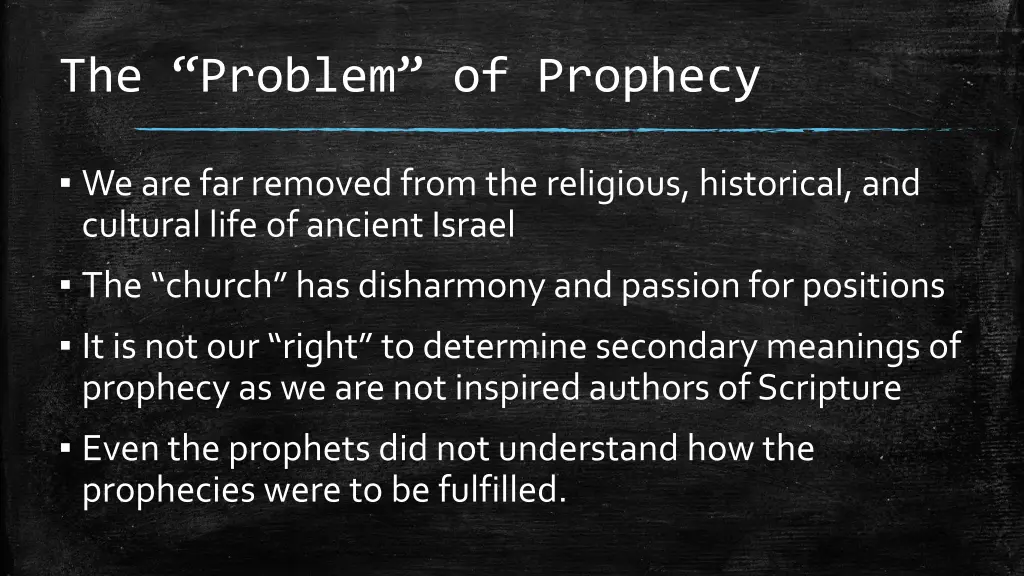 the problem of prophecy