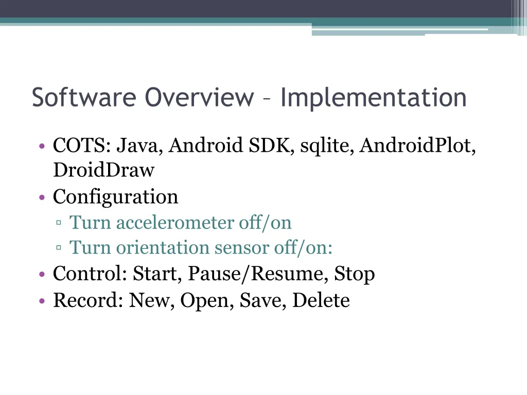 software overview implementation