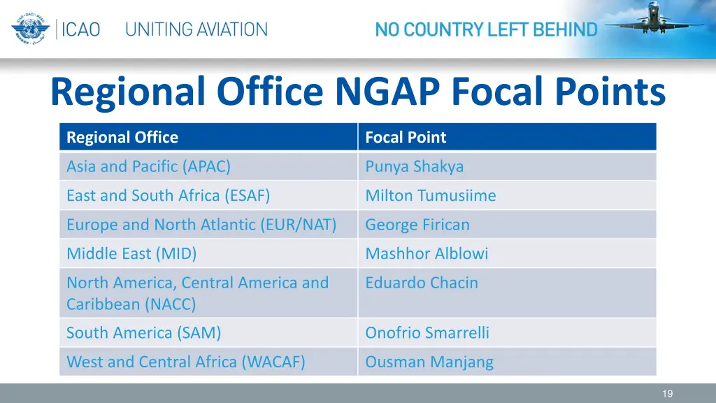 regional office ngap focal points