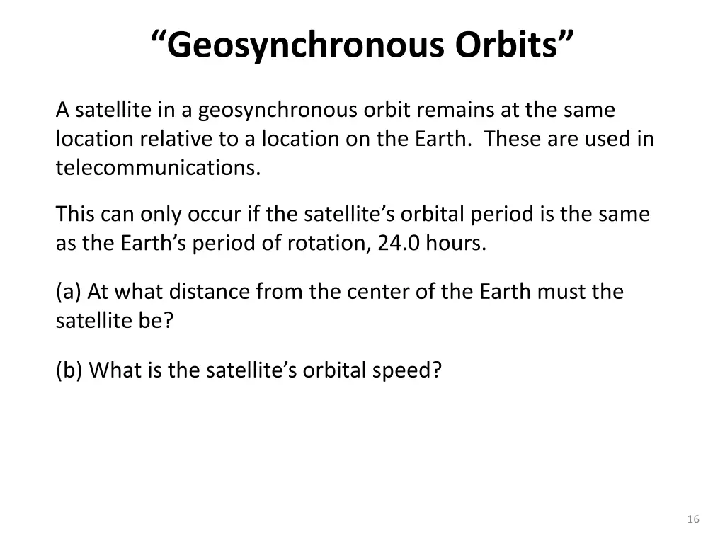 geosynchronous orbits